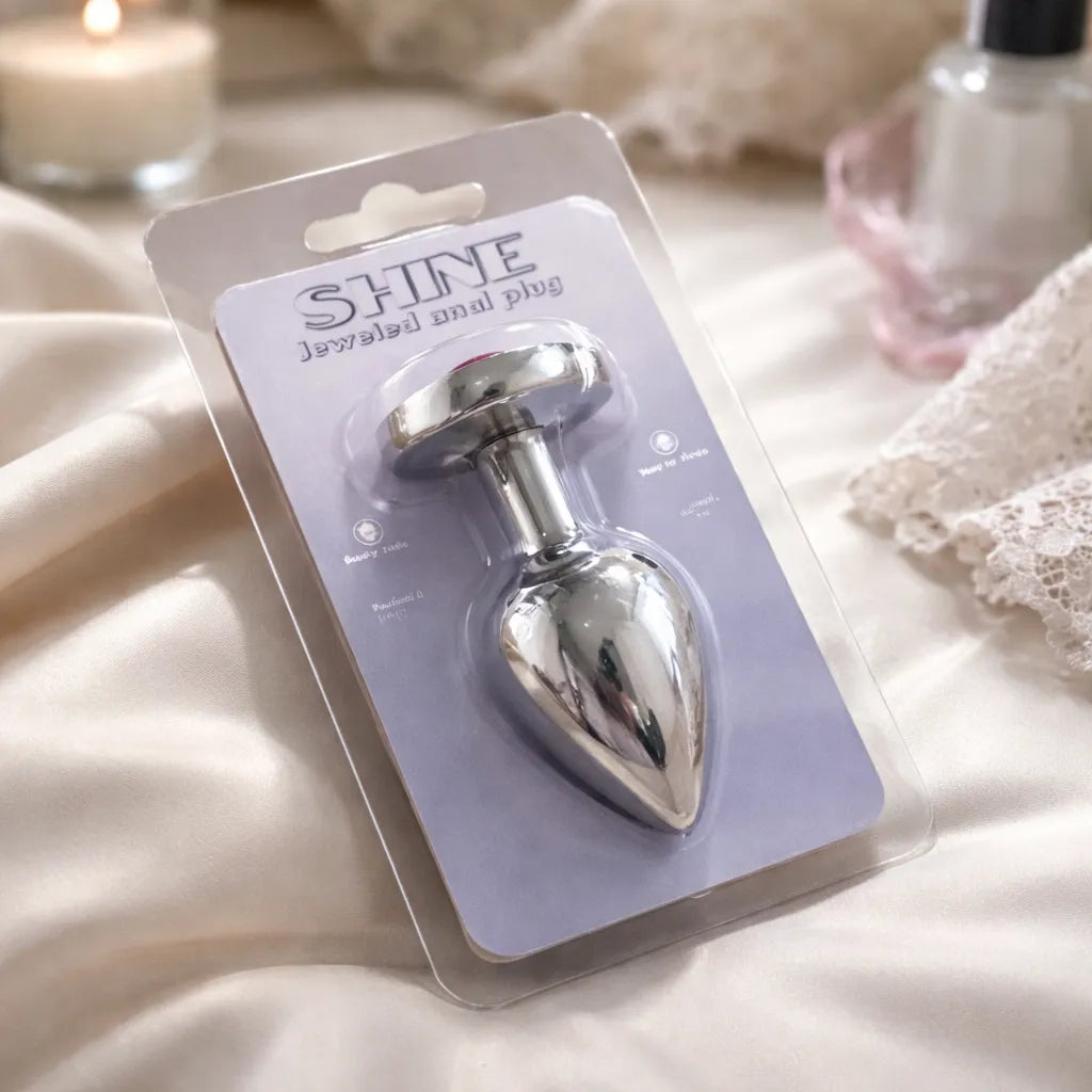 Plug Anal Shine Pm-11 Metálico Con Joya Cristal